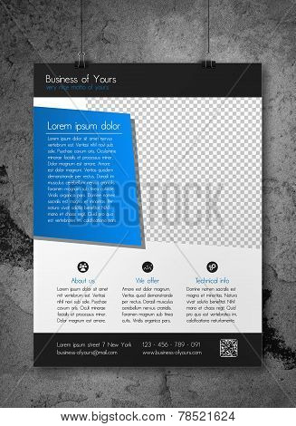 Business flyer template - clean modern design of corporate blue and dark grey