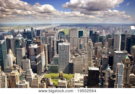 An aerial view of Upper Manhattan, New York