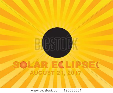 2017 Solar Eclipse Totality across America USA numeral and text on sun rays background color illustration