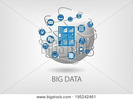 Big data analytics dashboard vector illustration flat design