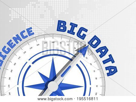 Big data concept with compass pointing towards text