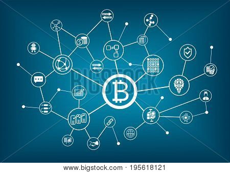 Bitcoin vector illustration with dark blue background