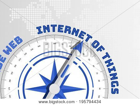 Compass needle pointing towards industry 4.0 text as concept for IOT