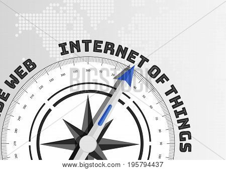 Compass pointing to the text internet of things as concept for IOT