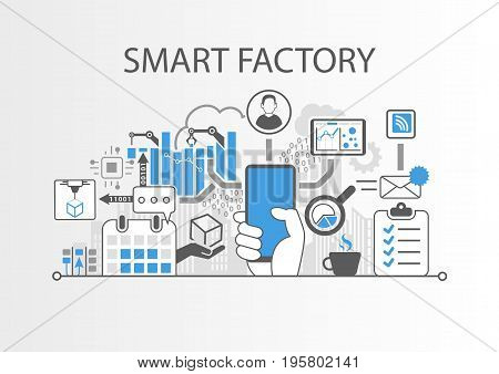 Smart factory or industrial internet of things background vector illustration