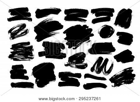 Collection Of Hand Drawn Vector Brush Strokes. Ink Illustration. Brush Strokes Text Boxes. Vector Pa