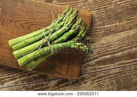 Asparagus. Fresh Asparagus. Green Asparagus. Bunches Of Green Asparagus, Top View- Image