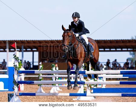 Competitions On A Show Jumping.