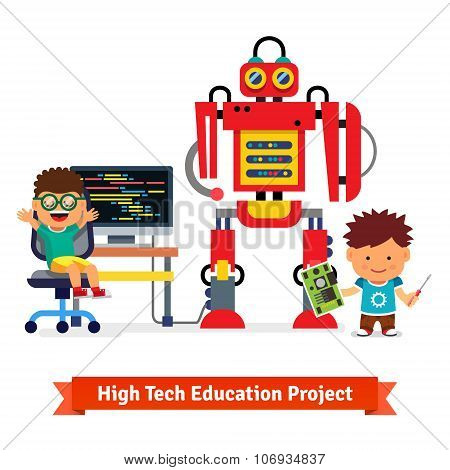 Kids are making and programming huge robot