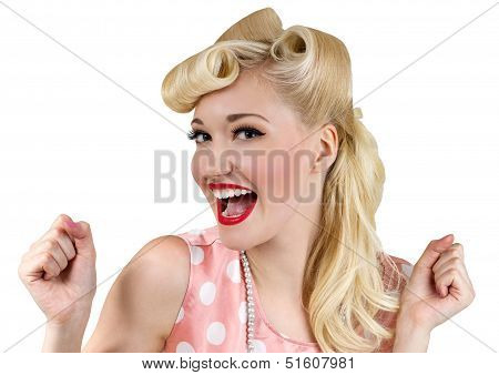 Smiling Pin Up Blonde Woman