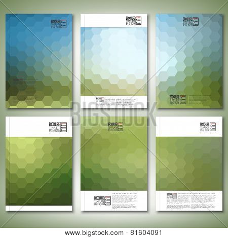 Geometric backgrounds, abstract hexagonal patterns. Brochure, flyer or report for business, template