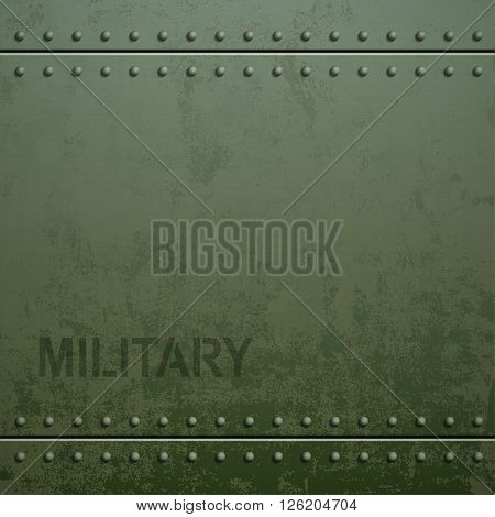 Old military armor texture with rivets. Metal background. Stock vector illustration.