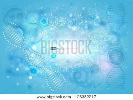 Science background with cell. Blue cell background. Life and biology, medicine scientific, bacteria, molecular research DNA. abstract background on medical subjects with bacteria, cells and DNA