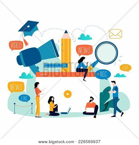 Education, Video Tutorial, Webinar, Training Courses, Distance Education Flat Vector Illustration. I