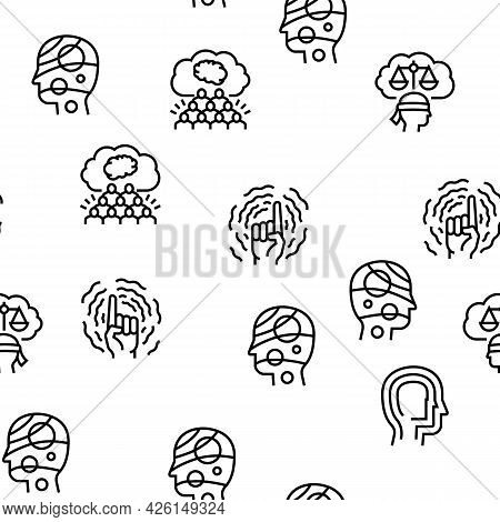 Philosophy Science Vector Seamless Pattern Thin Line Illustration