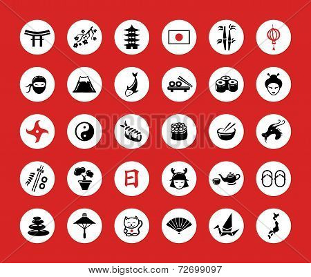 Set of flat design Japanese icons