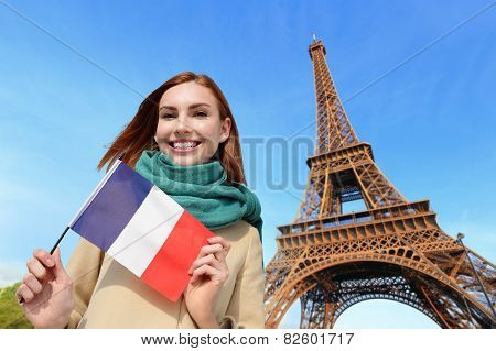 Happy Travel Woman In Paris