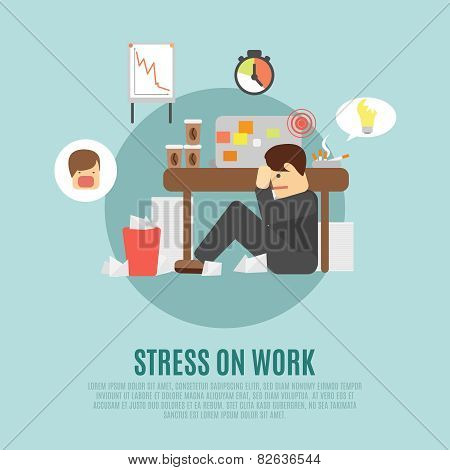 Stress on work flat icon