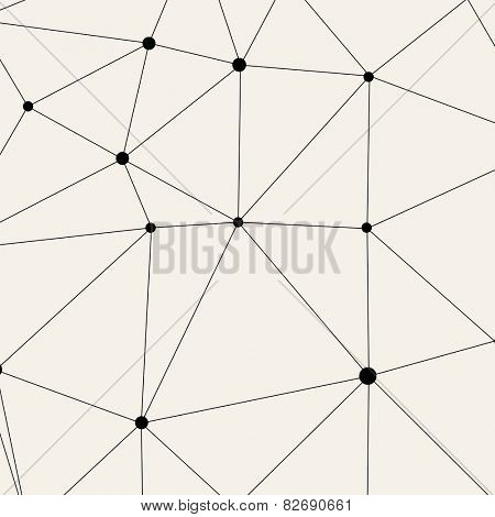 Vector Modern Pattern. Black Techno Texture. Geometric Pattern Background. Rhombus, Triangles and Circles in Nodes. Abstract Ornament for Business Design.