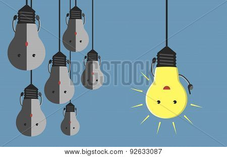 Many Light Bulb Characters