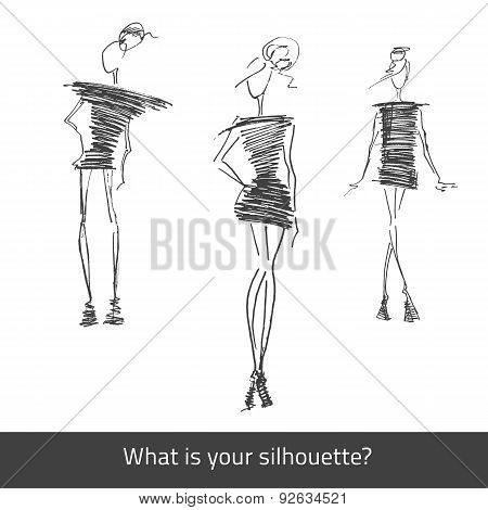 Vector Model Fashion Silhouette Set