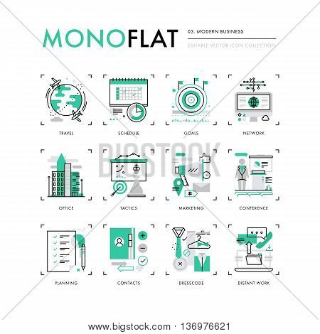 Modern Business Monoflat Icons