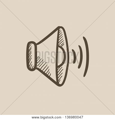 Speaker volume vector sketch icon isolated on background. Hand drawn Speaker volume icon. Speaker volume sketch icon for infographic, website or app.