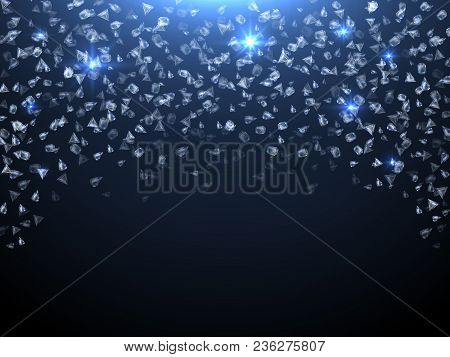 Falling Down Gems. Shiny Diamonds Expensive Jewelry Vector Background. Expensive Shiny, Precious Jew