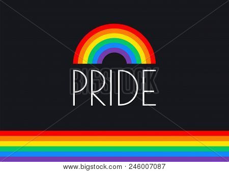 Pride Month Rainbow Flag Typography With Pride Rainbow - Vector Illustration For Pride Month Event C