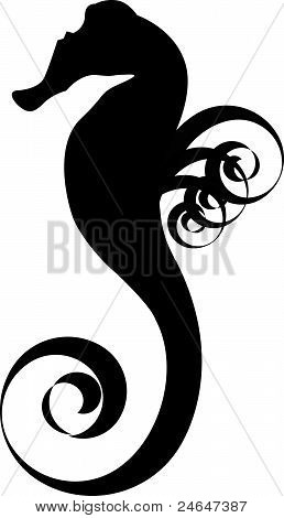 Sea horse black silhouette