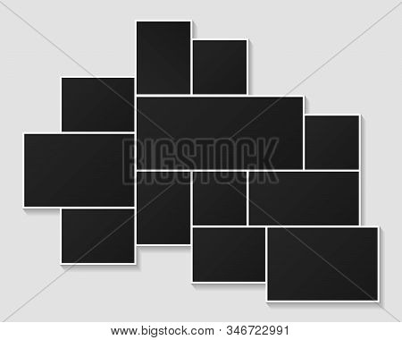 Photo Frames Collage Template Illustration. Vector Poster Frame Mockup. Black Blank Picture Photo Fr