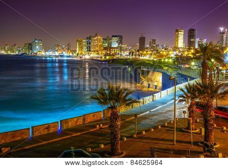 Tel Aviv. Night view from Jaffa