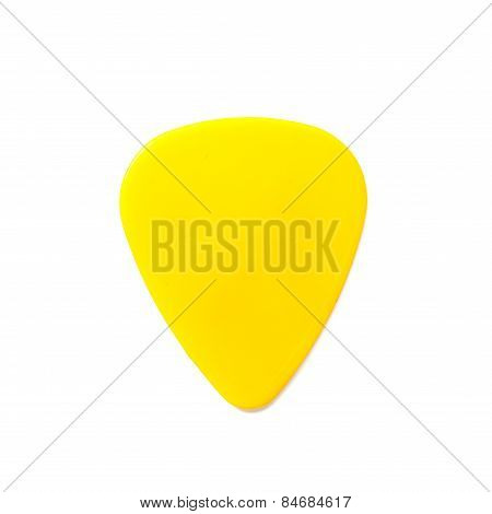 Yellow Guitar Pick Isolated On White