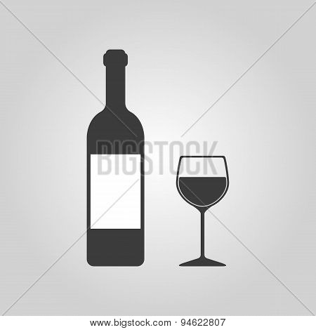 The Bottle Wine And A Glass Of Drink Icon.