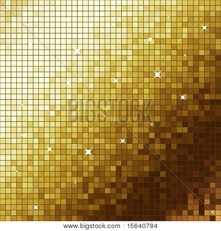 Gouden achtige mosaic flikkerende vierkante vector achtergrond.