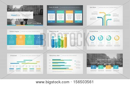 Set of color infographic elements for presentation templates. Leaflet, Annual report, book cover design. Brochure, layout, Flyer layout template design.