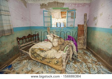 Interior Of Poor African House Following Flooding Disaster