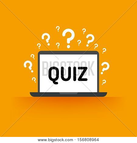 Quiz, test, survey, exam vector concept. Quiz online on laptop, vector exam for education, illustration of quiz test