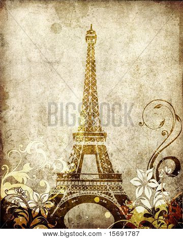 Grungy antique background of the Eiffel Tower