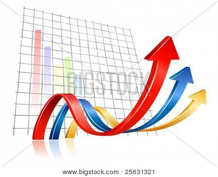 3D arrows waving and upwarding