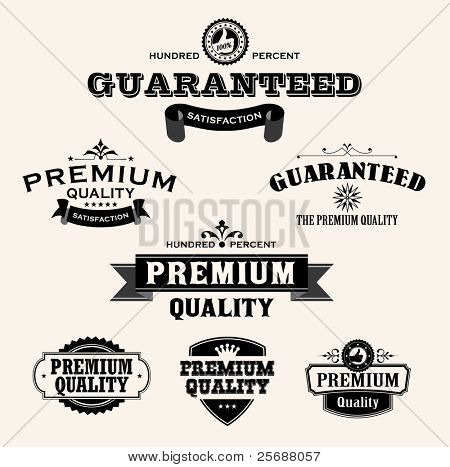 Satisfaction Guarantee Label and Vintage Premium Quality collection