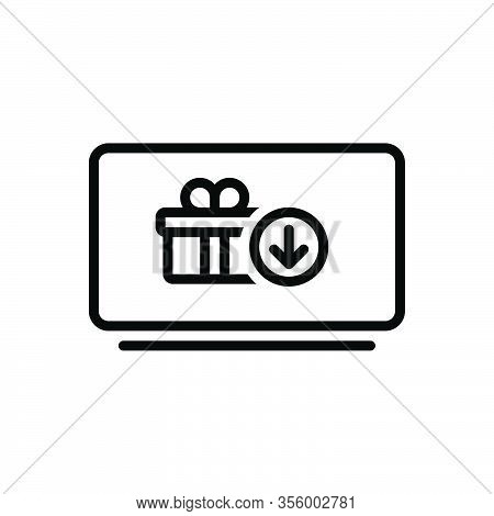 Black Line Icon For Receive Obtain Earn Go-in-for Derive Attain Be-given Collect Online Digital