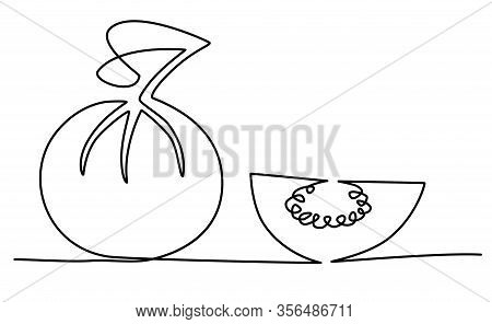 Guava Farang Fruit One Solid Line Vector Illustration