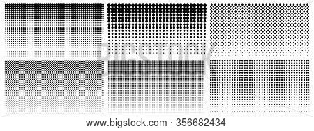 Halftone Gradient. Dotted Gradient, Smooth Dots Spraying And Halftones Dot Background Seamless Horiz