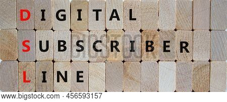 Dsl Digital Subscriber Line Symbol. Concept Words Dsl Digital Subscriber Line On Blocks. Beautiful W