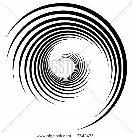 Abstract Geometric Spiral, Ripple Element With Circular, Concentric Lines. Abstract Monochrome Eleme