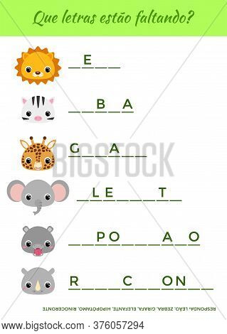 Que Letras Estão Faltando? - What Letters Are Missing? Complete The Words. Matching Educational Game