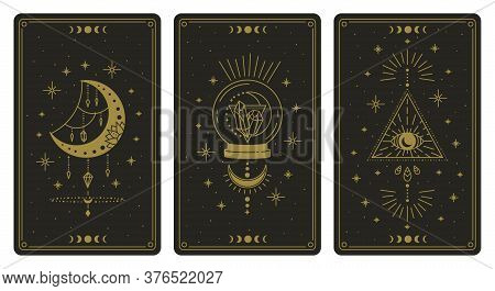 Magical Tarot Cards. Magic Occult Tarot Cards, Esoteric Boho Spiritual Tarot Reader Moon, Crystal An