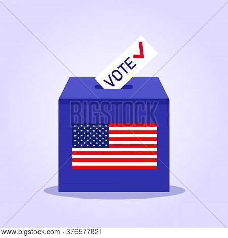 United States elections. US midterm elections 2020: the race for Congress. Elections to US Senate in 2020, preparation of vote against the background of a blurred American flag. 2020 vote presidential election vector template. Presidential Election 2020 i