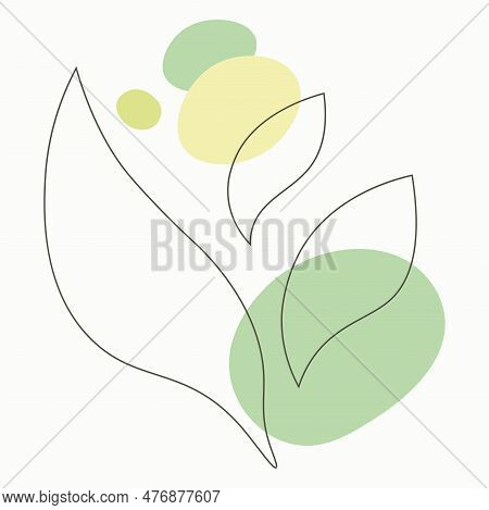 Flat Contemporary Design Of Linear Leaves And Flowers